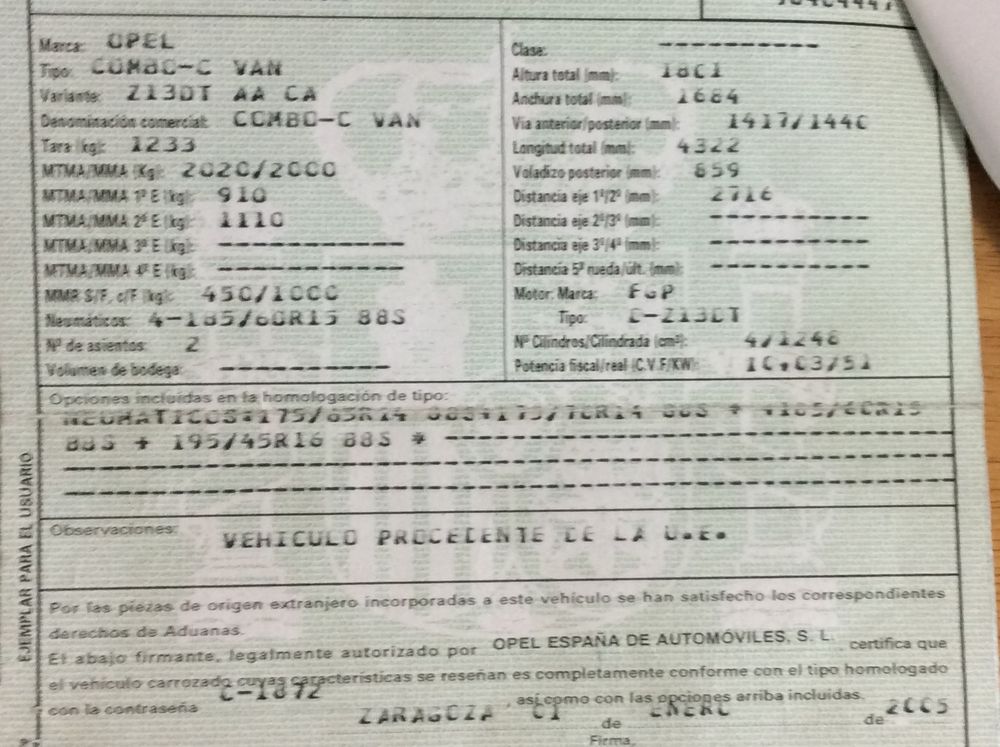 DESPIECE OPEL COMBO C - Imagen 2