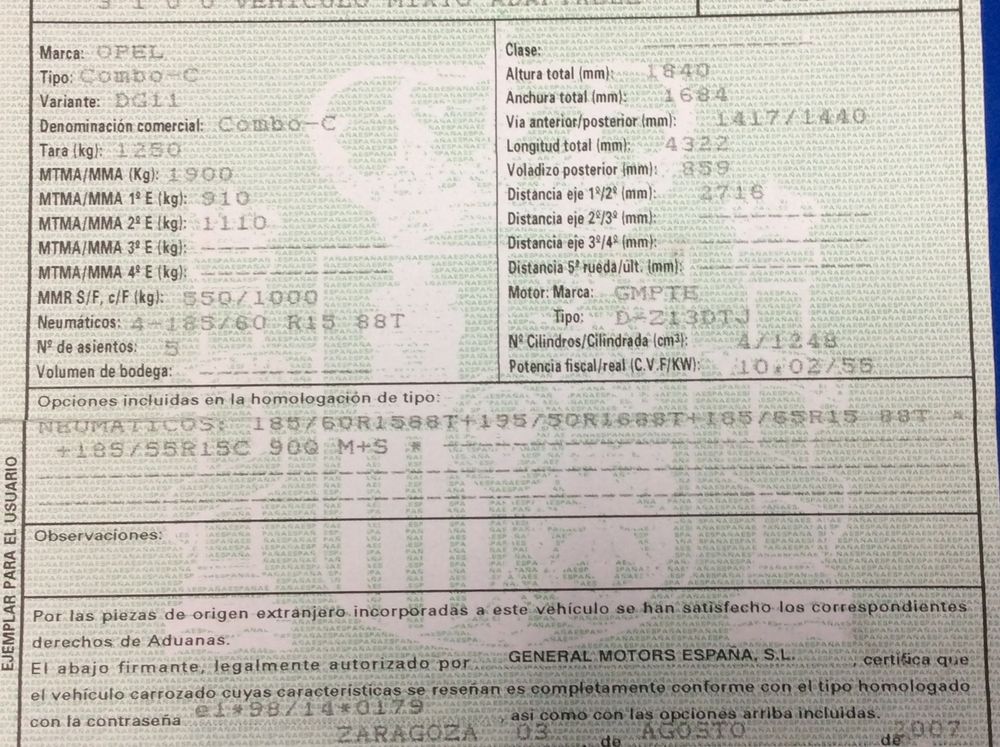 DESPIECE OPEL COMBO-C - Imagen 3