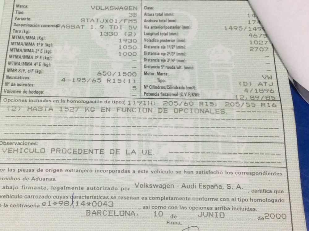 DESPIECE VOLKSWAGEN PASSAT - Imagen 5