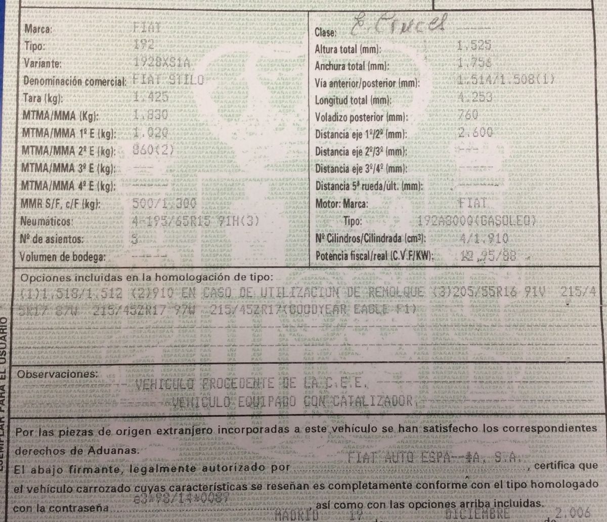 DESPIECE FIAT STILO - Imagen 2