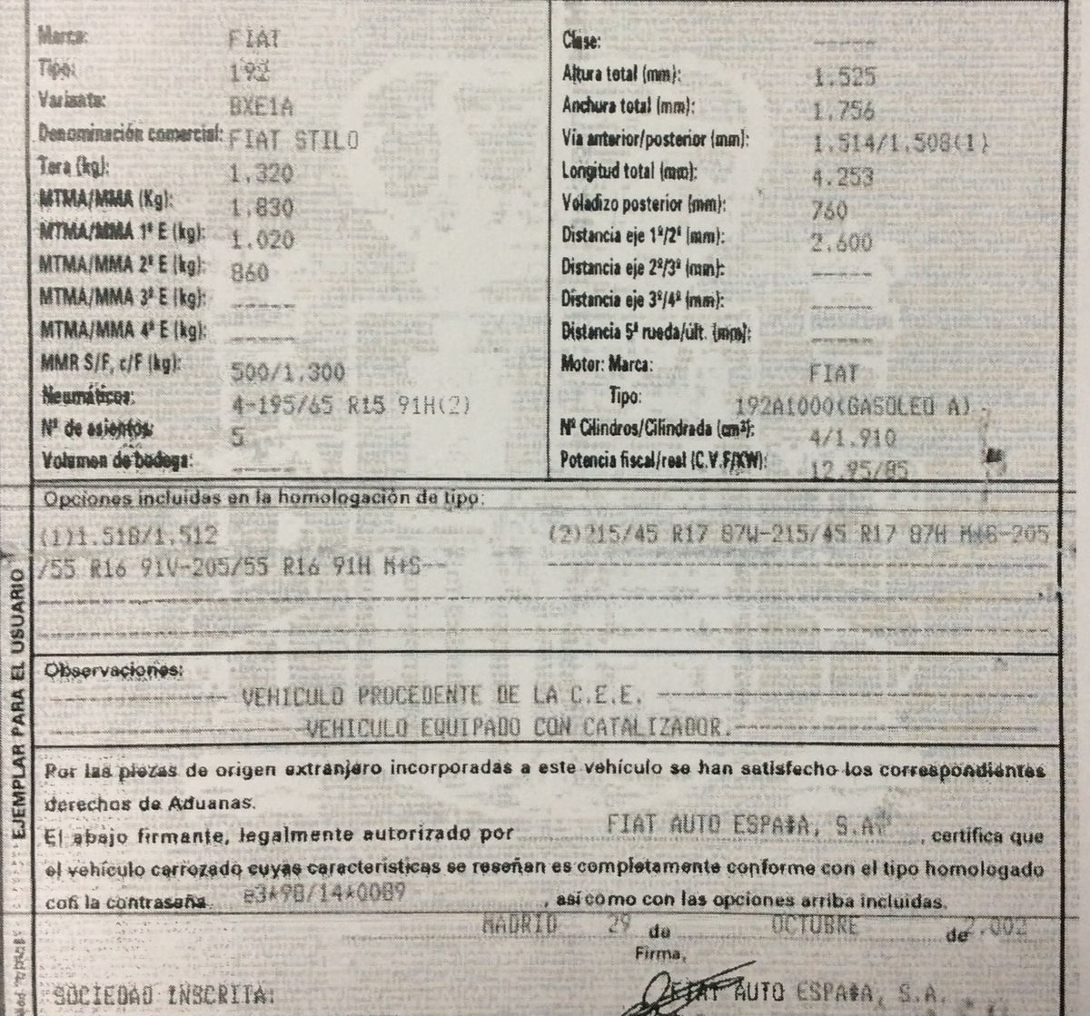 DESPIECE FIAT STILO - Imagen 5