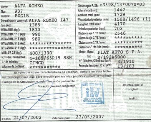DESPIECE ALFA ROMEO 147 - Imagen 3