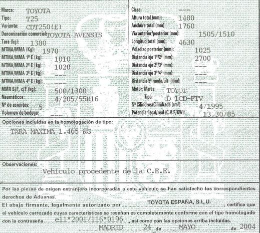 DESPIECE TOYOTA AVENSIS - Imagen 2