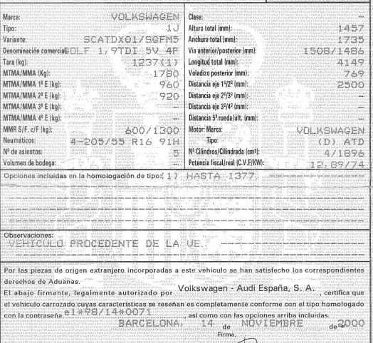 DESPIECE VOLKSWAGEN GOLF IV - Imagen 6