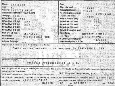 DESPIECE CHRYSLER VOYAGER - Imagen 2