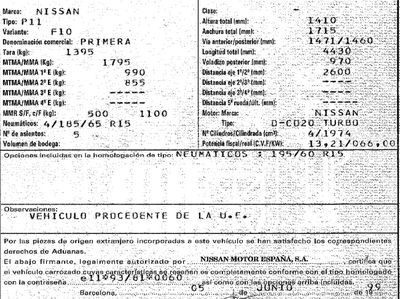 DESPIECE NISSAN PRIMERA - Imagen 6