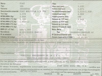 DESPIECE FIAT MULTIPLA - Imagen 5