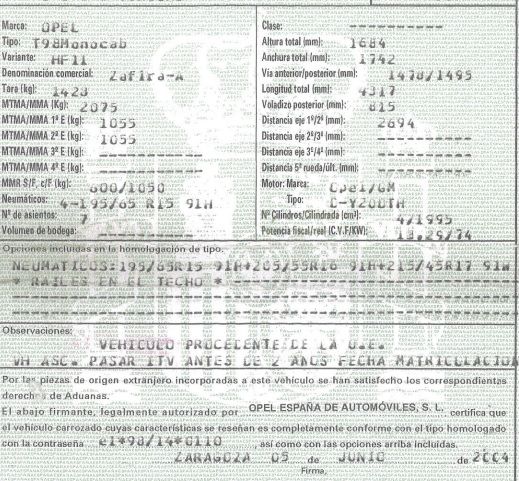 DESPIECE OPEL ZAFIRA A - Imagen 5