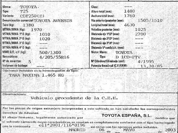 DESPIECE TOYOTA AVENSIS - Imagen 5