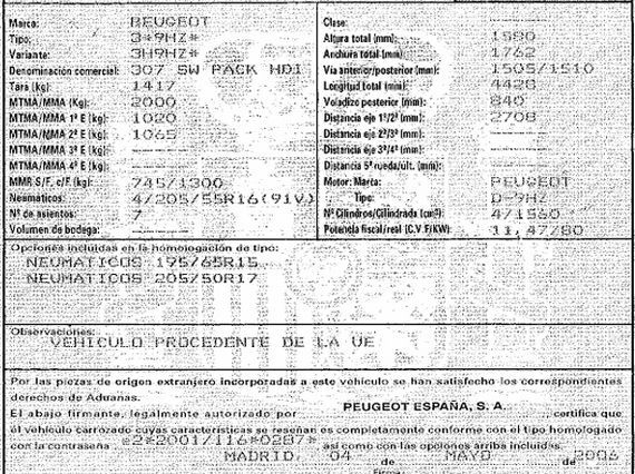 DESPIECE PEUGEOT 307 SW - Imagen 5