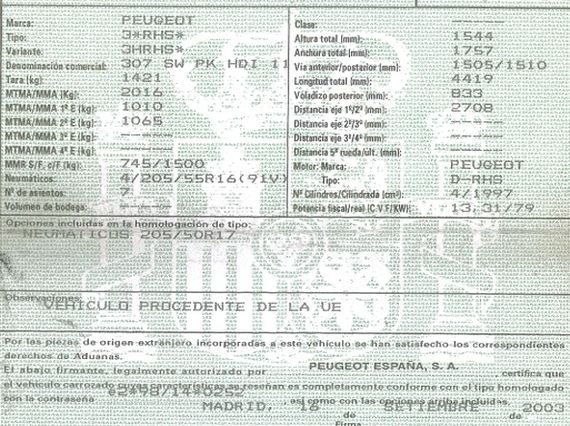 DESPIECE PEUGEOT 307 SW - Imagen 5