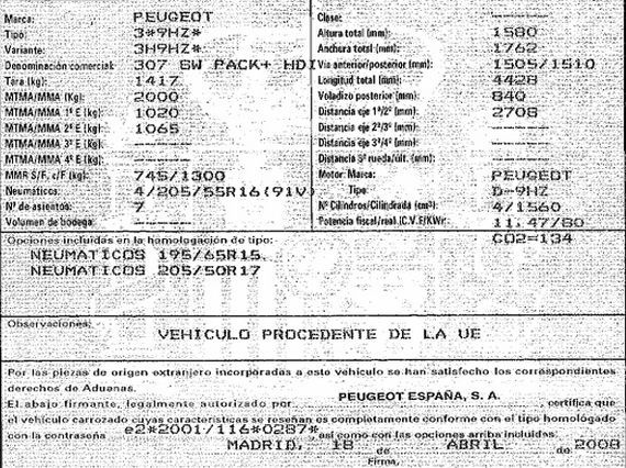 DESPIECE PEUGEOT 307 SW - Imagen 5