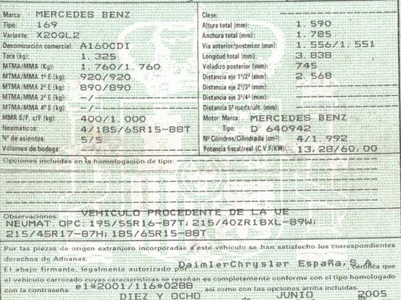 DESPIECE MERCEDES A160CDI - Imagen 5